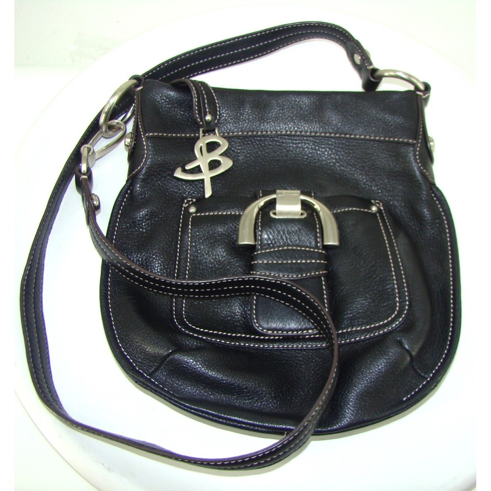 B. MAKOWSKY Black Pebbled Leather Crossbody Purse D122 - Picture 9 of 9